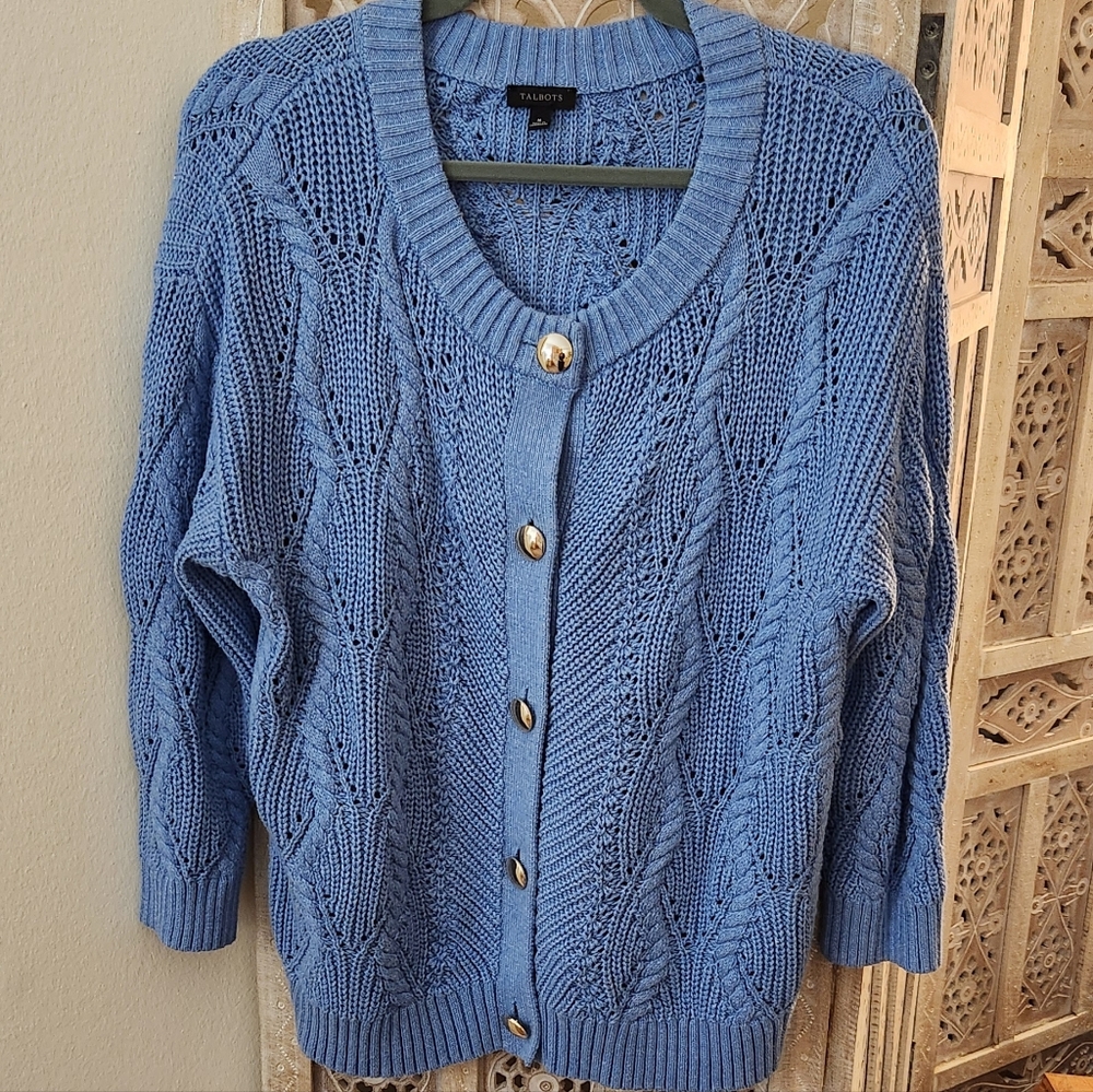 Talbots Blue Button-Up Cardigan